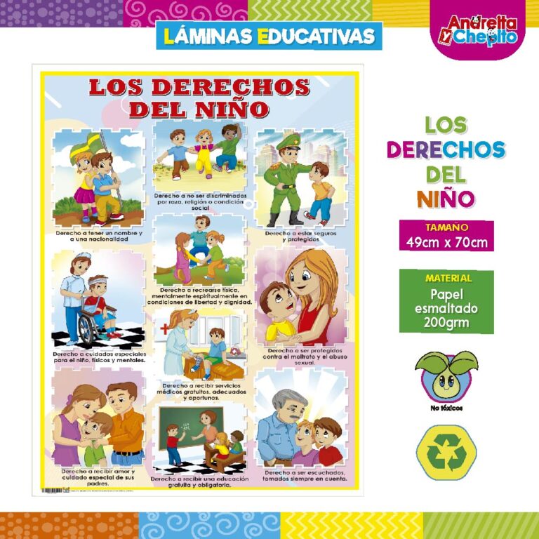 LÁMINAS EDUCATIVAS DERECHOS DEL NIÑO ANDREITA Y CHEPITO