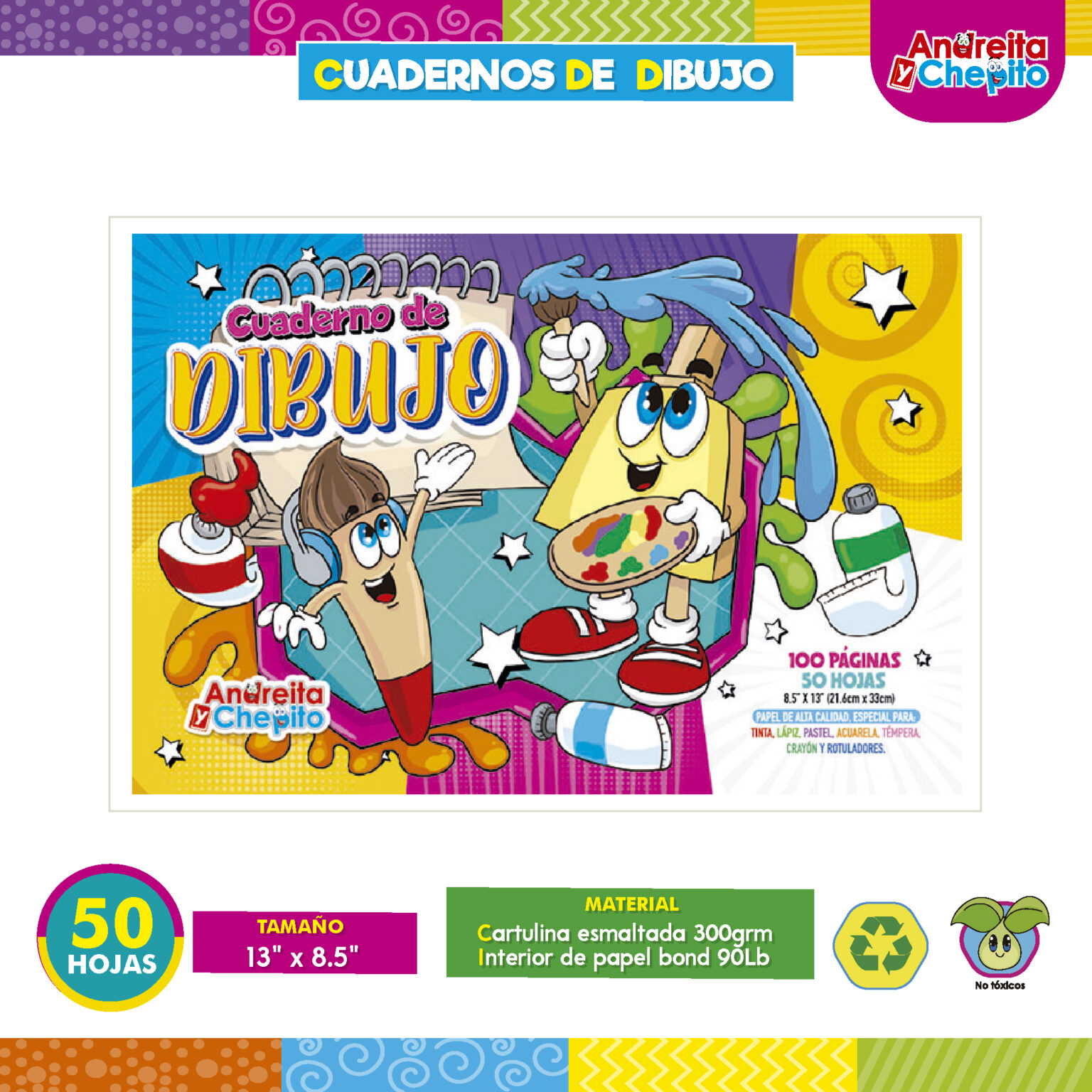 CUADERNO DE DIBUJO “ARTE” – ANDREITA Y CHEPITO