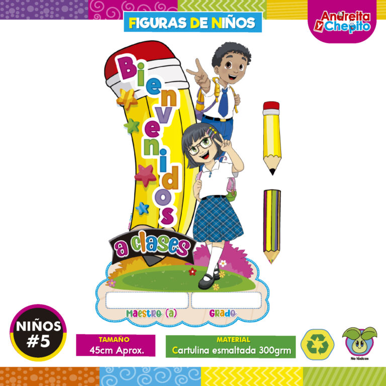 FIGURA ESCOLAR NIÑOS 5 "BIENVENIDOS A CLASE"