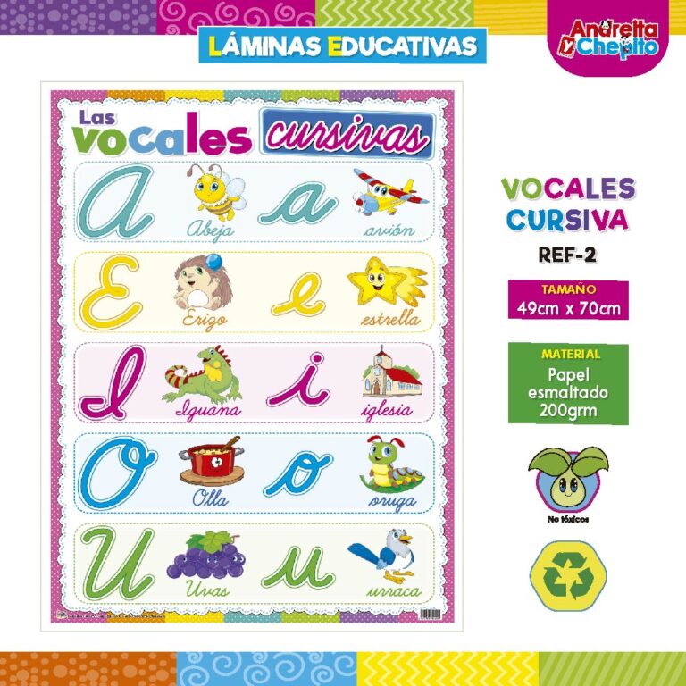 LÁMINAS EDUCATIVAS "VOCALES CURSIVA R2"
